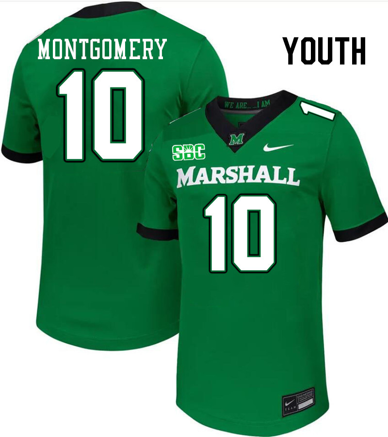 Youth #10 Chuck Montgomery Marshall Thundering Herd SBC Conference College Football Jerseys Stitched